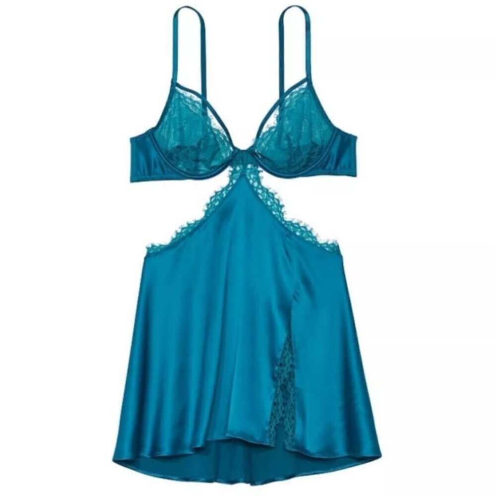New! Victoria's Secret Low-Cut Demi Strappy Cutout Babydoll Slip 4348